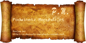 Podwinetz Menyhért névjegykártya